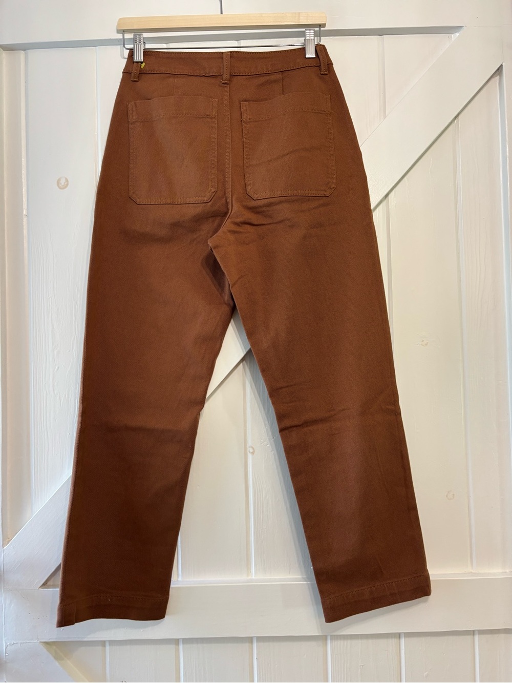 Quince Organic Cotton Twill Cropped Pants Rust Brown Straight Leg Stretch 4 - Picture 3 of 9